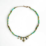 Gaia Aqua Green Gold Beaded Choker Necklace