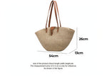 French Style Woven Raffia Basket Bag with Tan Leather Handle — Women's Market Summer Tote
