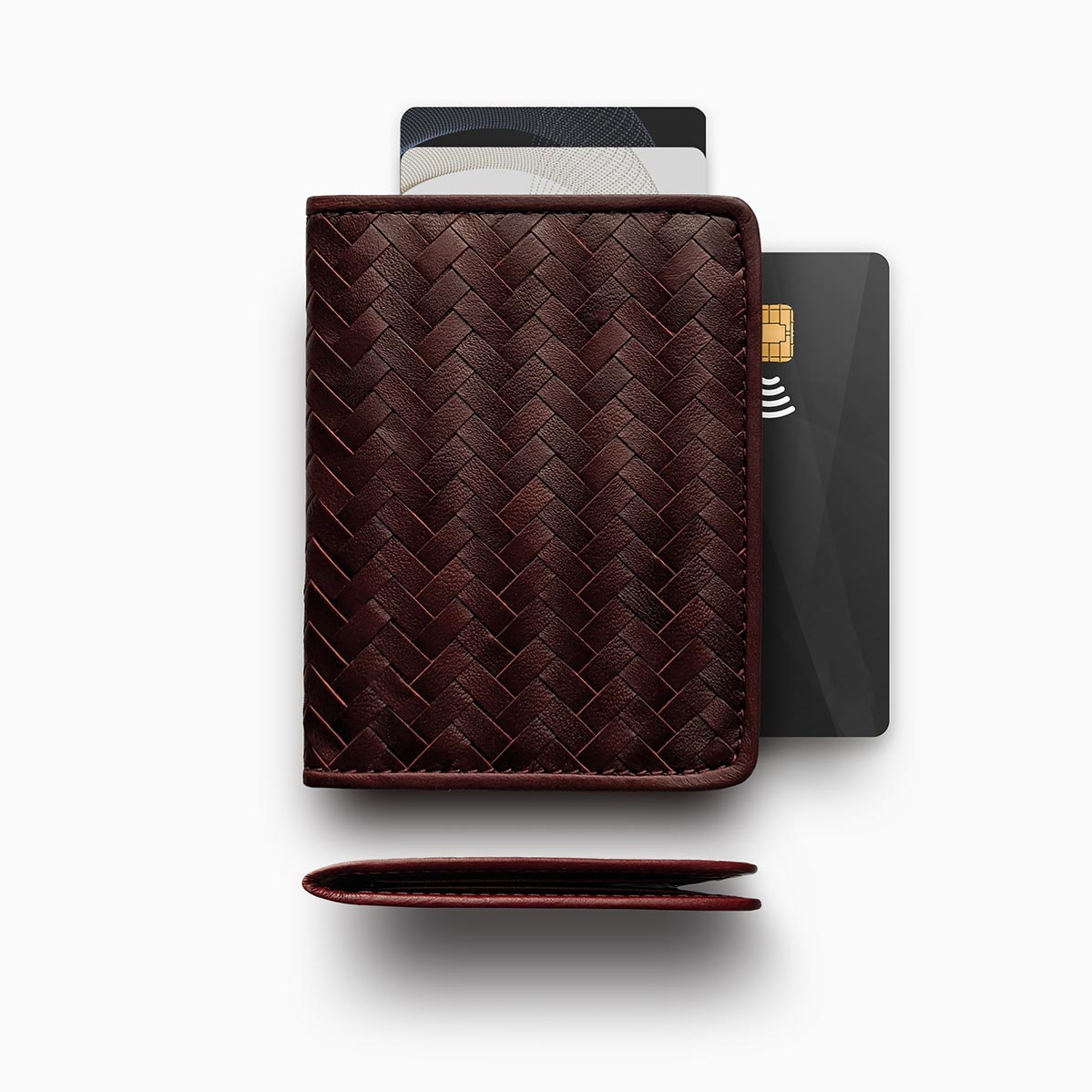 Herringbone Wallet, Bordeaux Red | Mantidy®