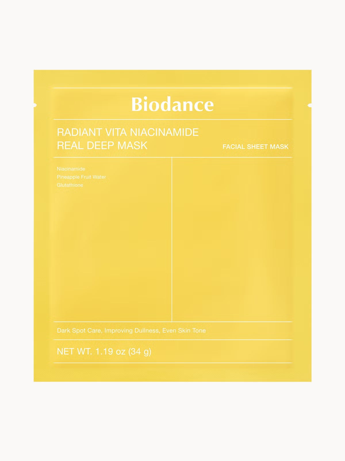 Biodance Radiant Vita mask texture and packaging