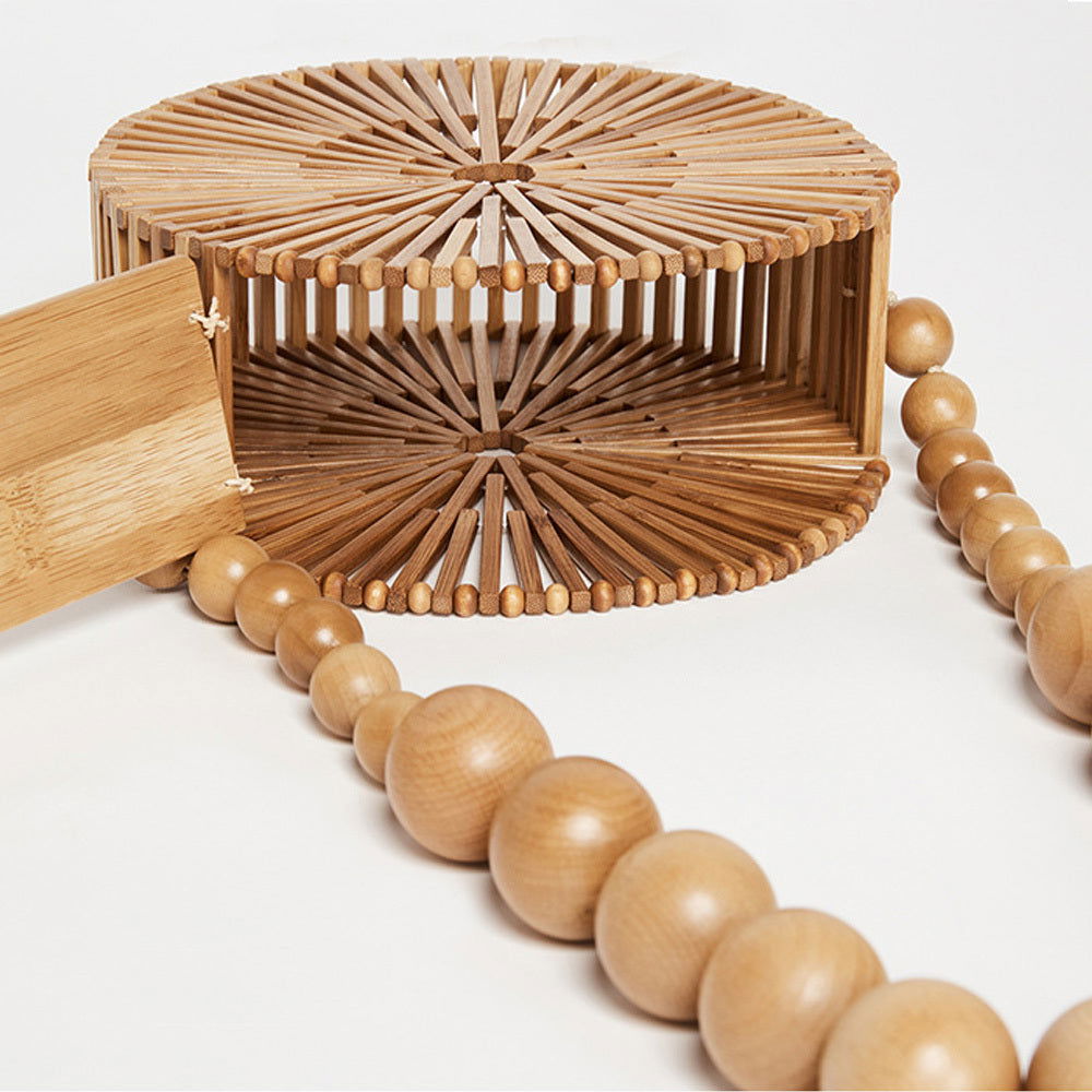 Ines Bamboo Wooden Woven Holiday Stylish Unique Bag