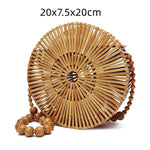 Ines Bamboo Wooden Woven Holiday Stylish Unique Bag Natural Small