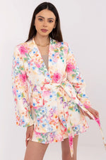 Italy Moda Floral Blazer & Shorts Co-Ord Set beige one-size-fits-all