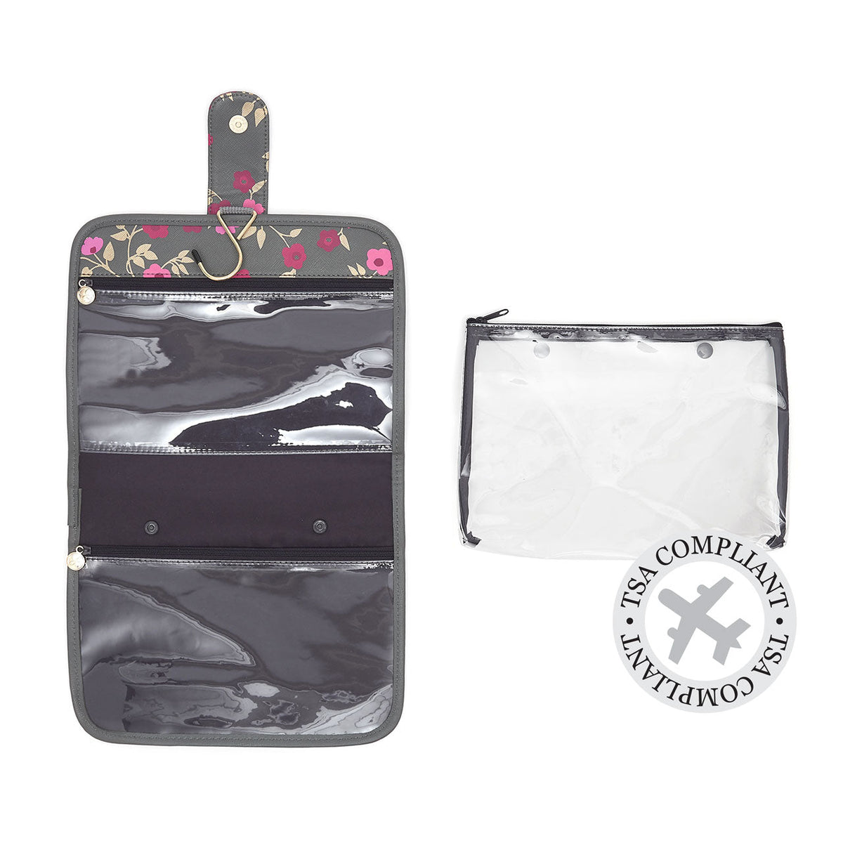 Kate' Hanging Beauty Bag in Blossom Charcoal