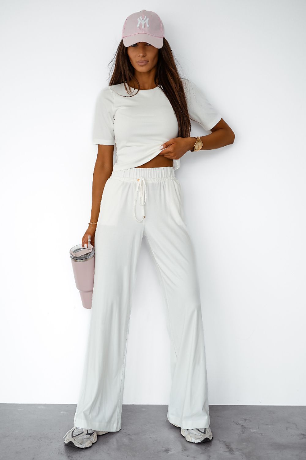 LaBalancia Ladies' Viscose Loungewear Set - Short-Sleeve Round Neck & Tie-Waist Pants beige 2