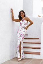 LaBalancia Satin Tied Top and Slit Skirt Co-ord Set beige