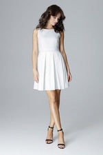 Lenitif Sleeveless Cocktail Dress with Flared Skirt beige