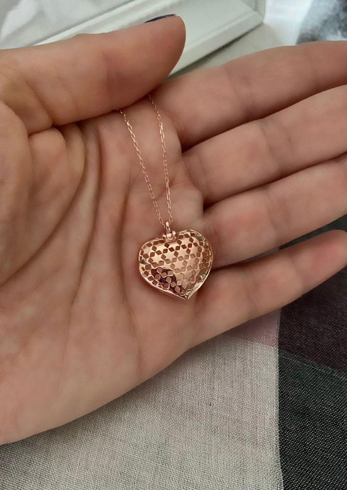 Rose Gold Plated Sterling Silver Locket Necklace Bubbous Heart