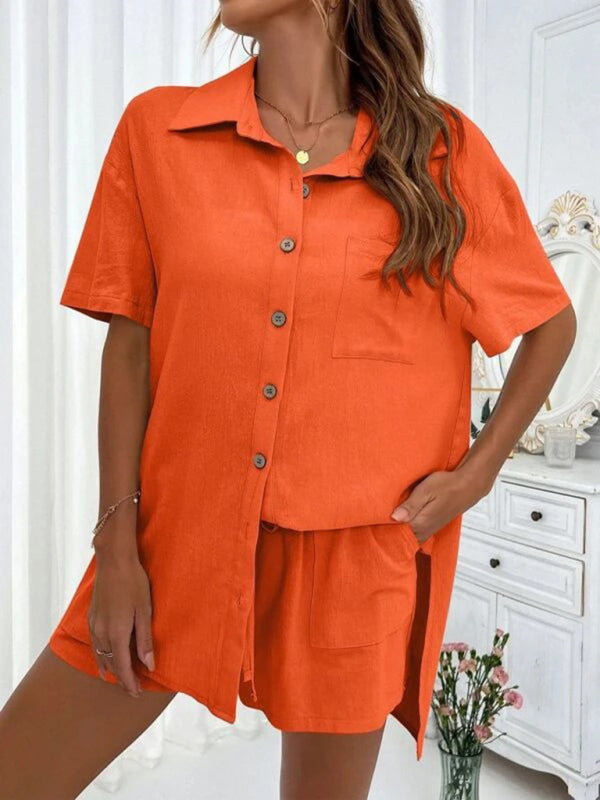 Loose-fit Short-sleeve Short Two-piece Shorts & Top Co-ord Set