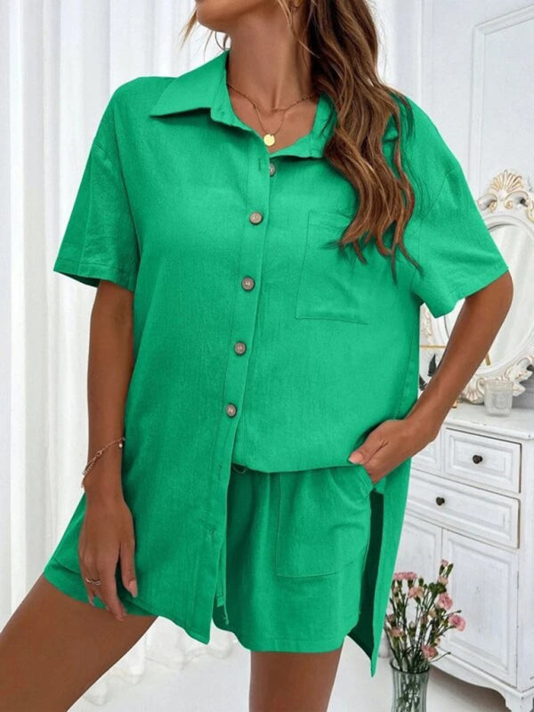 Loose-fit Short-sleeve Short Two-piece Shorts & Top Co-ord Set