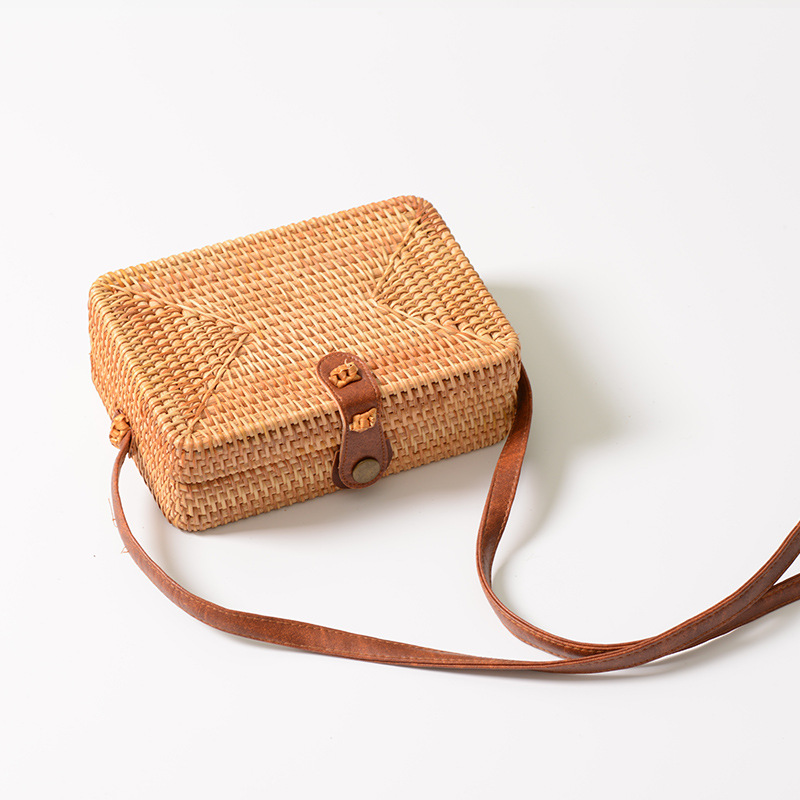Lucia Hand-Woven Bamboo Rattan Grass Straw Holiday Vacation Bag Rectangle