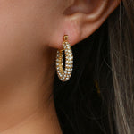 Lucia Stainless Steel 18K Gold U Shape Full Diamond Zircon Earrings