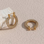Lucia Stainless Steel 18K Gold U Shape Full Diamond Zircon Earrings