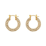 Lucia Stainless Steel 18K Gold U Shape Full Diamond Zircon Earrings 23mm