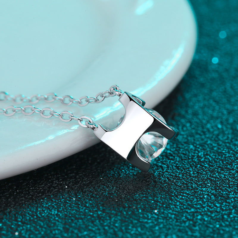 Lulu Sterling Silver Moissanite Necklace | Silver & Rose Gold