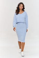 Makadamia Women's Tracksuit Set with Midi Dress and Loose Blouse blue one-size-fits-all