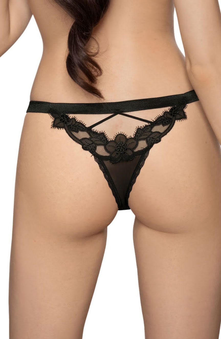Roza Malani Black Lace Detail Thong