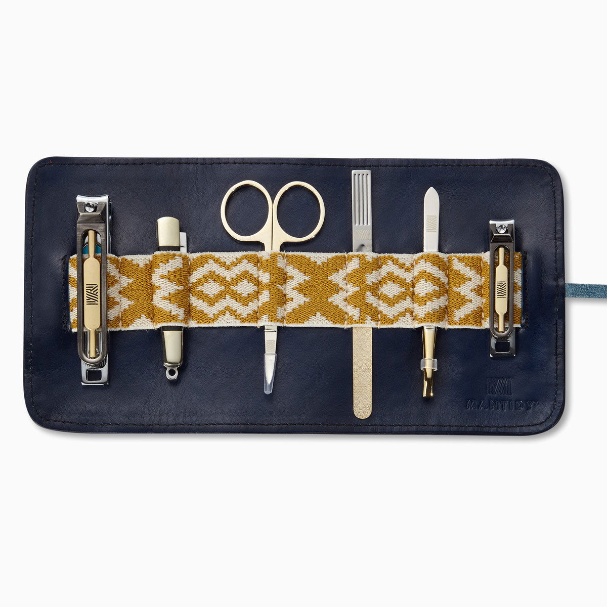 Mantidy® Herringbone Grooming Roll, Navy Blue Yellow and Cream