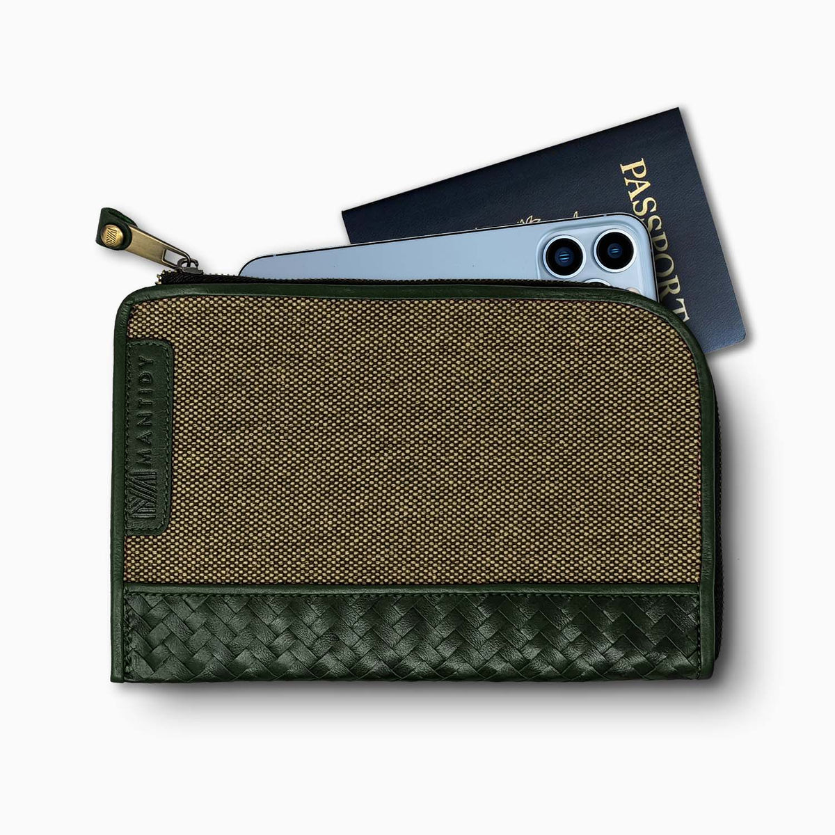 Mantidy® Herringbone Travel Wallet, Racing Green
