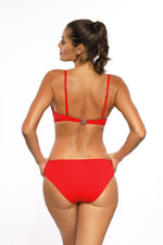 Marko Gold-Framed Plunge Two-Piece Bikini Set with Soft Glam Design