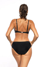 Marko Gold-Framed Plunge Two-Piece Bikini Set with Soft Glam Design