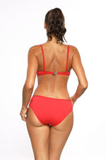 Marko Gold-Framed Plunge Two-Piece Bikini Set with Soft Glam Design