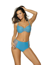 Marko Retro High-Waisted Push-Up Two-Piece Bikini Set with Mesh Accents