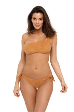 Marko Suede-Look Two-Piece Bikini Set with Asymmetrical Strap brown