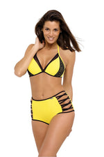 Marko Summer 2019 Push-Up High-Waisted Bikini Set with Lace Accent yellow