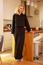 Mirale Irving Dress & Arizona Sweatshirt Set - Sporty Cotton Jersey Lounge Chic black