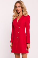 Moe Jacket-Style Daydress with Gold Buttons and Collar red
