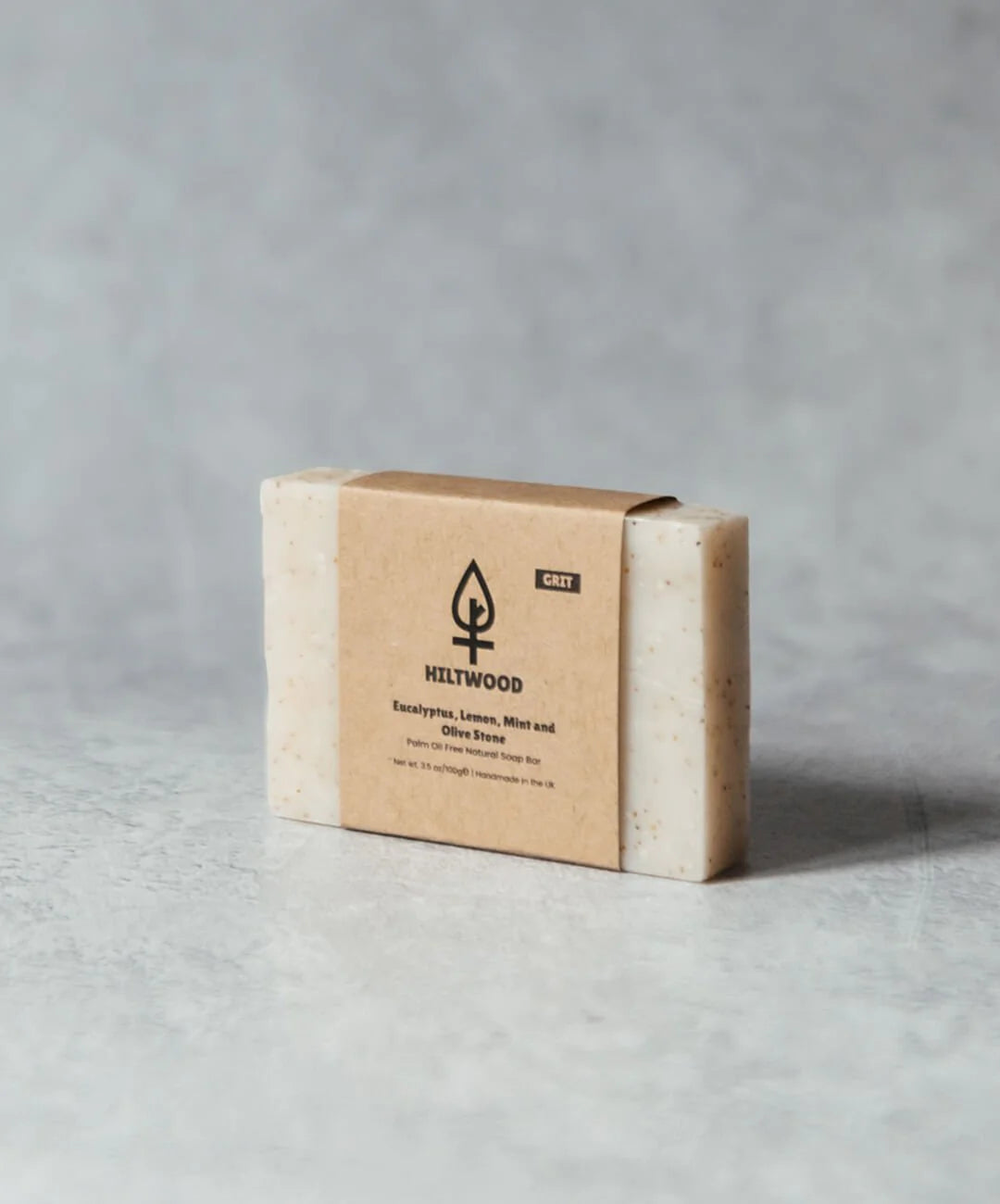 Hiltwood Eucalyptus Lemon Mint and Olive Stone Natural Grit Soap Bar 100g