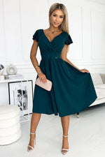 Numoco Flared Envelope Neckline Evening Dress