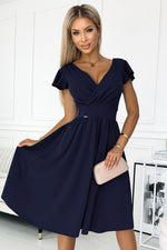 Numoco Flared Envelope Neckline Evening Dress