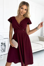 Numoco Flared Envelope Neckline Evening Dress