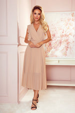 Numoco Chiffon Pleated Dress with Zipper