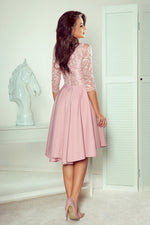 Numoco Nicolle Lace Asymmetrical 3/4 Sleeve Dress