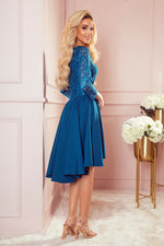 Numoco Nicolle Lace Asymmetrical 3/4 Sleeve Dress