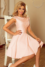 Numoco Marta Lace Flared Dress pink 2