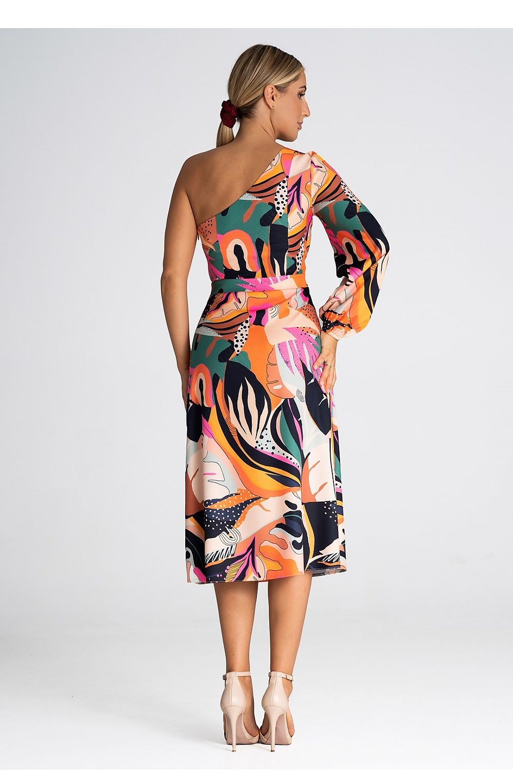 One Shoulder Full Sleeve Cocktail Dress | Figl