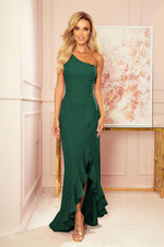 One Shoulder Spanish Style Evening Dress | Numoco green
