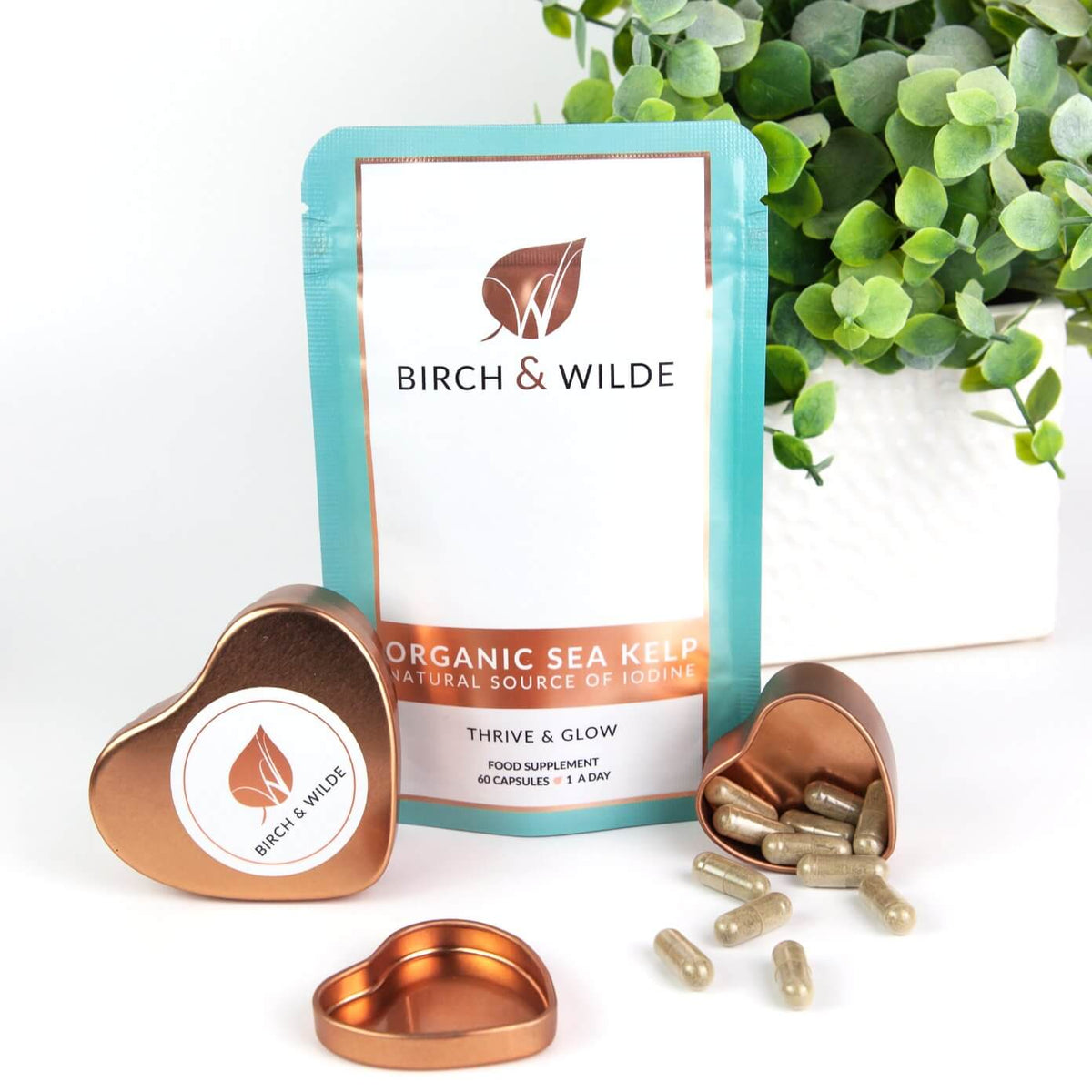 Organic Sea Kelp Supplement Capsules x 60 | Natural Iodine | 2 Month Refill Pouch Single pouch (2 month)