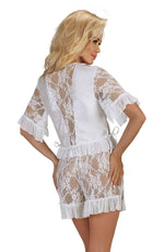 Beauty Night Raquel White Lace Satin Shorts Nightwear Set