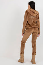 Relevance Ladies’ Velour Loungewear Set with Embroidered Sweatshirt and Tie-Waist Pants