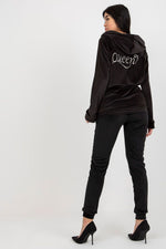 Relevance Ladies’ Velour Loungewear Set with Embroidered Sweatshirt and Tie-Waist Pants