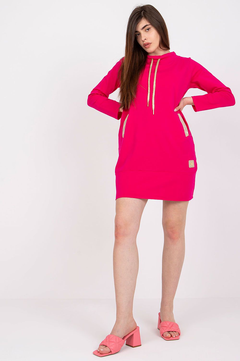 Relevance Long Sleeve Cotton Day Dress pink