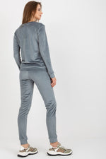 Relevance Velour Loungewear Set with Heart Neckline Blouse and Tie-Waist Pants
