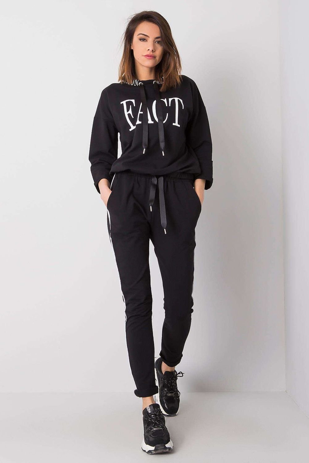 Relevance Women’s Tracksuit Set with ‘Fact’ Slogan black S M