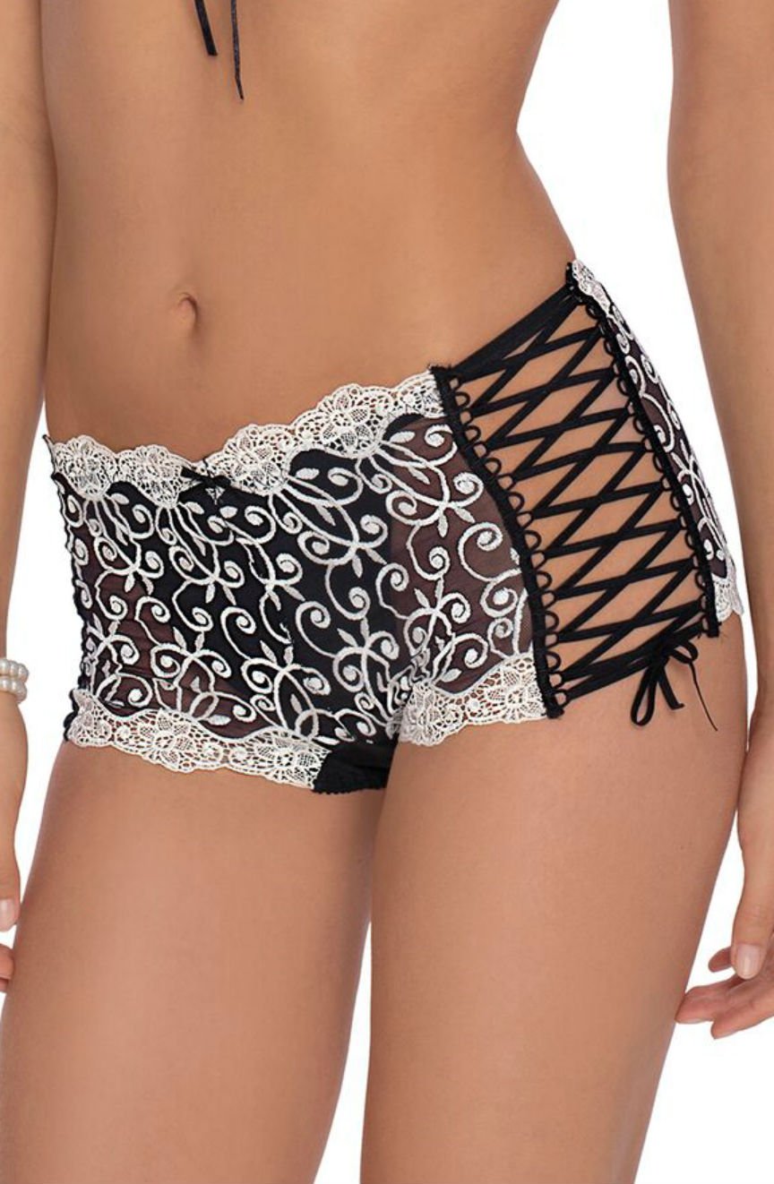 Roza Ginewra Short Style Lace Briefs Black & White
