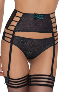 Roza Ilaris Thong Black with Turquoise Sparkly Effect